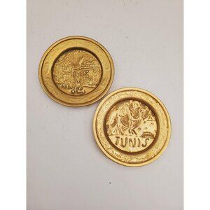 Vintage Brass Plate,small Brass Plate, Carved Trincket Plate, Carved Brass